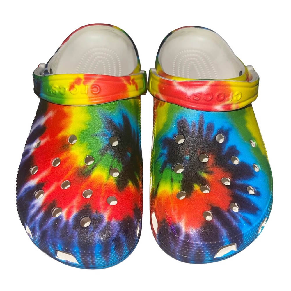 Unisex vibrant and Colorful Rainbow colors Tie-Dye CROCS men’s 8 women’s 10 - Picture 2 of 6